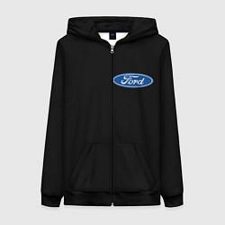 Толстовка на молнии женская FORD logo auto, цвет: 3D-черный