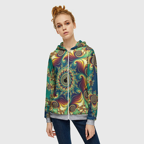Женская толстовка на молнии Оптический узор текстура / 3D-Меланж – фото 3