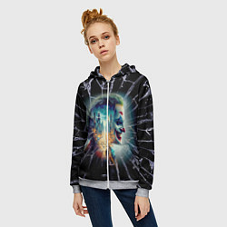 Толстовка на молнии женская Джокер в мегаполисе - осколки, цвет: 3D-меланж — фото 2
