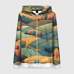 Толстовка на молнии женская Луга поля, цвет: 3D-белый