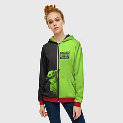 Толстовка на молнии женская Child Grogu, цвет: 3D-красный — фото 2