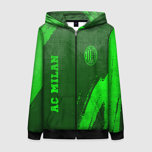 Женская толстовка на молнии AC Milan - green gradient вертикально / 3D-Черный – фото 1