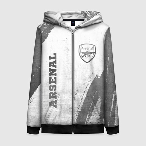 Женская толстовка на молнии Arsenal - white gradient вертикально / 3D-Черный – фото 1