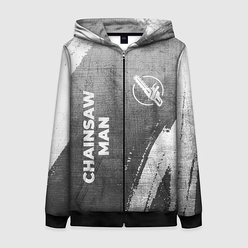 Женская толстовка на молнии Chainsaw Man - grey gradient вертикально / 3D-Черный – фото 1