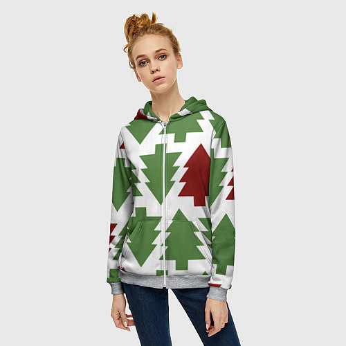 Женская толстовка на молнии Елочный новый год / 3D-Меланж – фото 3