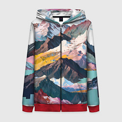 Толстовка на молнии женская Искусство гор, цвет: 3D-красный