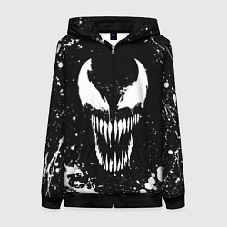 Толстовка на молнии женская Venom logo, цвет: 3D-черный
