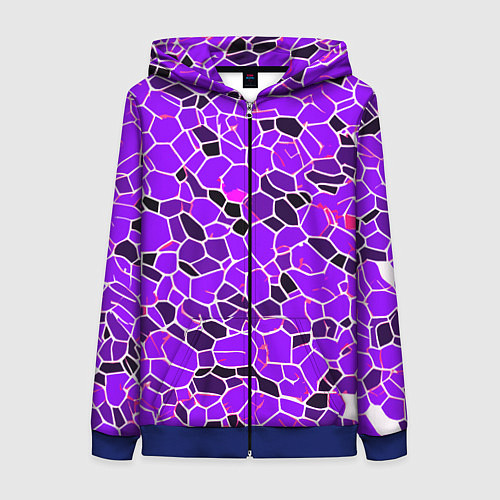 Женская толстовка на молнии Абстрактные плитки фиолетовые и чёрные / 3D-Синий – фото 1