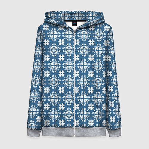 Женская толстовка на молнии Гжельская вуаль / 3D-Меланж – фото 1