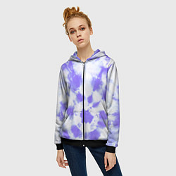 Толстовка на молнии женская Фиолетовый арт тай дай, цвет: 3D-черный — фото 2