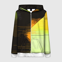 Женская толстовка на молнии Горизонтальные полосы на чёрно-жёлтом фоне