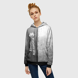 Толстовка на молнии женская Asking Alexandria - grey gradient по-вертикали, цвет: 3D-черный — фото 2