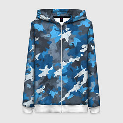 Женская толстовка на молнии Синий армейский камуфляж