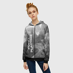 Толстовка на молнии женская Poppy Playtime - grey gradient вертикально, цвет: 3D-черный — фото 2