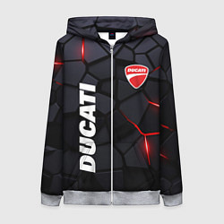 Толстовка на молнии женская Ducati - плиты с эффектом свечения, цвет: 3D-меланж