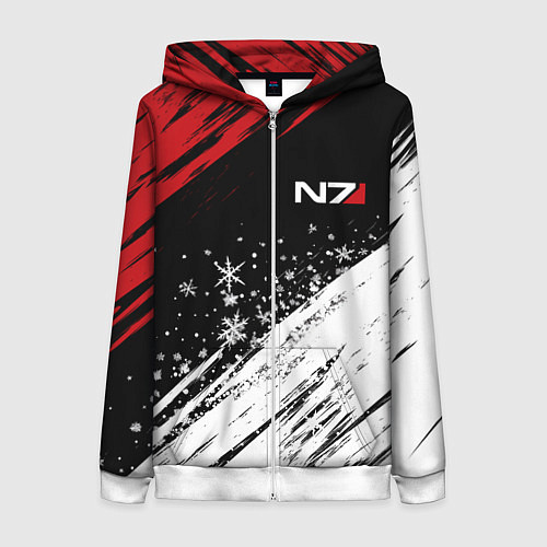 Женская толстовка на молнии Mass Effect - Merry Christmas / 3D-Белый – фото 1