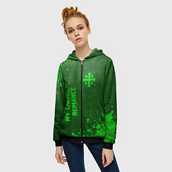 Толстовка на молнии женская My Chemical Romance - green gradient вертикально, цвет: 3D-черный — фото 2