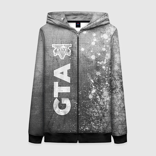 Женская толстовка на молнии GTA - grey gradient по-вертикали / 3D-Черный – фото 1