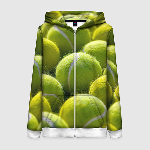 Женская толстовка на молнии Теннисные мячи / 3D-Белый – фото 1