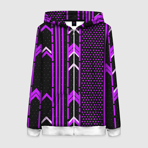 Женская толстовка на молнии Фиолетовые обои на чёрном фоне / 3D-Белый – фото 1