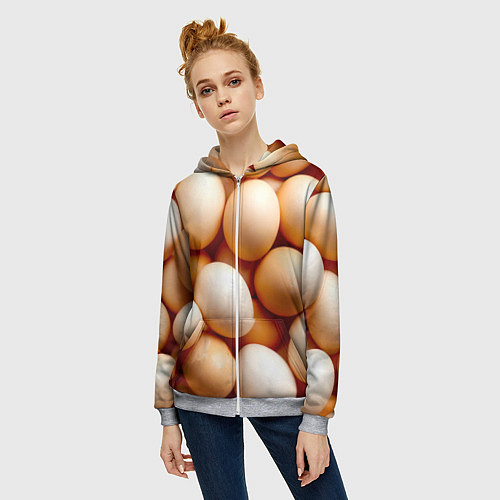 Женская толстовка на молнии Яйца / 3D-Меланж – фото 3
