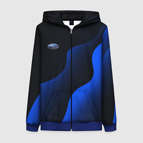 Женская толстовка на молнии Субару - синие волны / 3D-Синий – фото 1