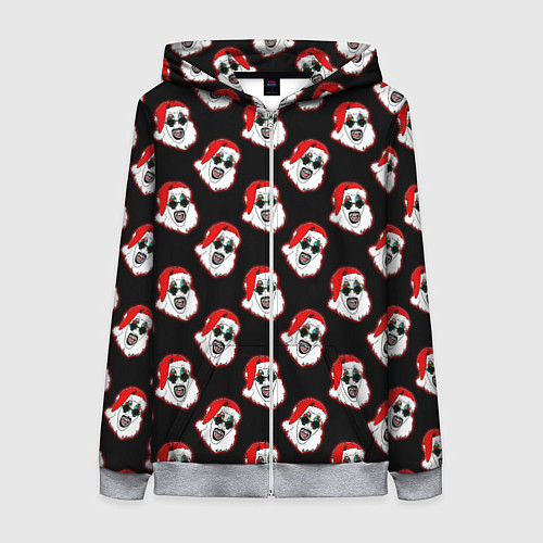 Женская толстовка на молнии Santa clown Art / 3D-Меланж – фото 1