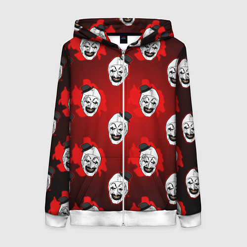 Женская толстовка на молнии Funny clown Art in blood / 3D-Белый – фото 1