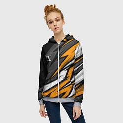 Толстовка на молнии женская Zeekr - orange colors, цвет: 3D-меланж — фото 2