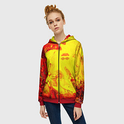 Толстовка на молнии женская Arctic Monkeys - ядовитые подтеки, цвет: 3D-красный — фото 2