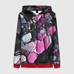 Женская толстовка на молнии Чёрно-розовый камень