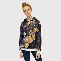 Толстовка на молнии женская Чёрно-жёлтый камень, цвет: 3D-белый — фото 2