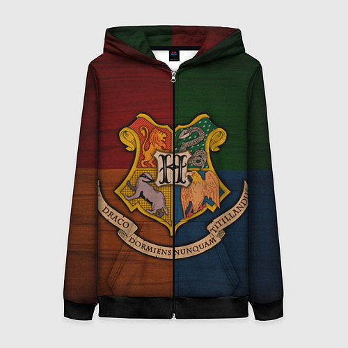 Женская толстовка на молнии Hogwarts emblem / 3D-Черный – фото 1