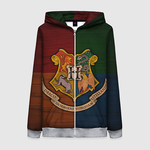 Женская толстовка на молнии Hogwarts emblem / 3D-Меланж – фото 1