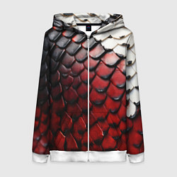 Толстовка на молнии женская Змеиная броня, цвет: 3D-белый