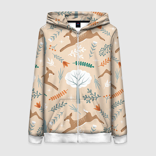 Женская толстовка на молнии Лесная сказка / 3D-Белый – фото 1