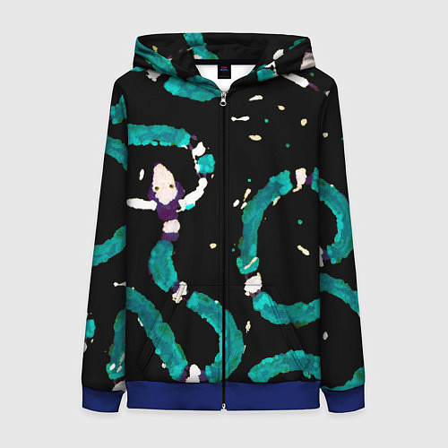 Женская толстовка на молнии Змейки на охоте / 3D-Синий – фото 1