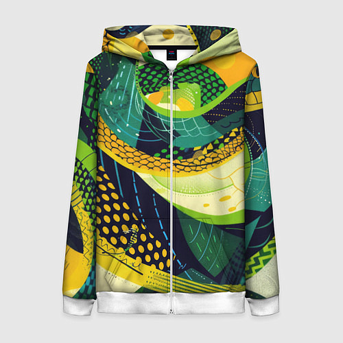 Женская толстовка на молнии Змеиный паттерн / 3D-Белый – фото 1