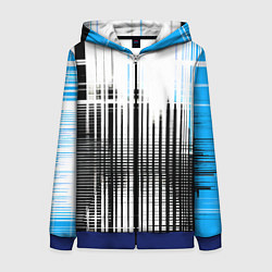 Толстовка на молнии женская Сине-чёрный гранж на белом фоне, цвет: 3D-синий