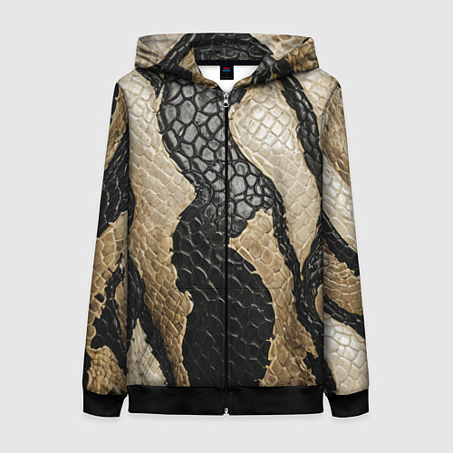 Женская толстовка на молнии В коже рептилии / 3D-Черный – фото 1