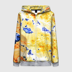 Женская толстовка на молнии Сине-золотая абстракция