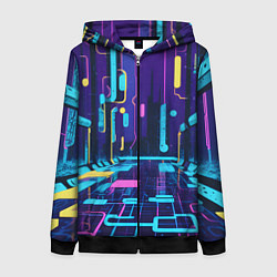 Толстовка на молнии женская Неоновый парк, цвет: 3D-черный