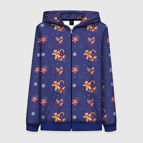 Женская толстовка на молнии Сладости и снег / 3D-Синий – фото 1