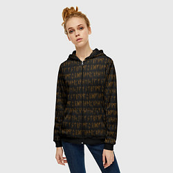 Толстовка на молнии женская Орнамент древних обережных рун, цвет: 3D-черный — фото 2