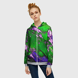 Толстовка на молнии женская A purple mineral in a green stone, цвет: 3D-меланж — фото 2