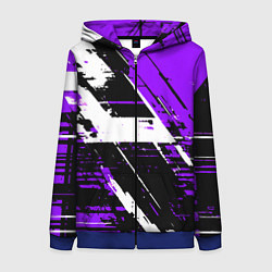 Женская толстовка на молнии Diagonal black and white stripes on a purple backg