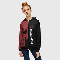 Толстовка на молнии женская Subaru и череп, цвет: 3D-черный — фото 2
