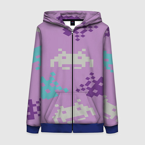 Женская толстовка на молнии Пиксели / 3D-Синий – фото 1