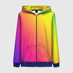 Толстовка на молнии женская Градиент зелёно-фиолетовый насыщенный, цвет: 3D-синий