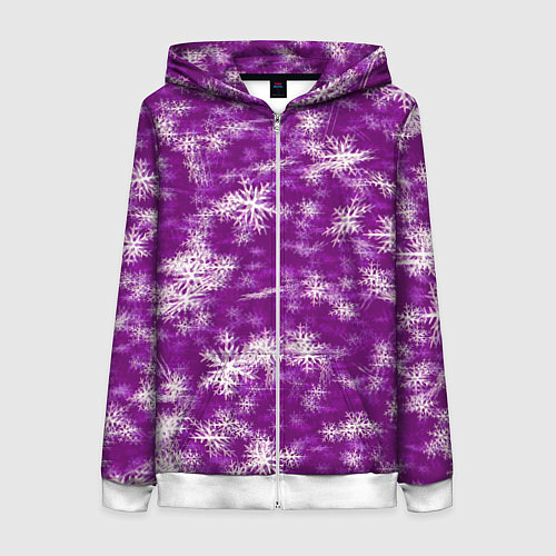 Женская толстовка на молнии Снежинки глитч / 3D-Белый – фото 1